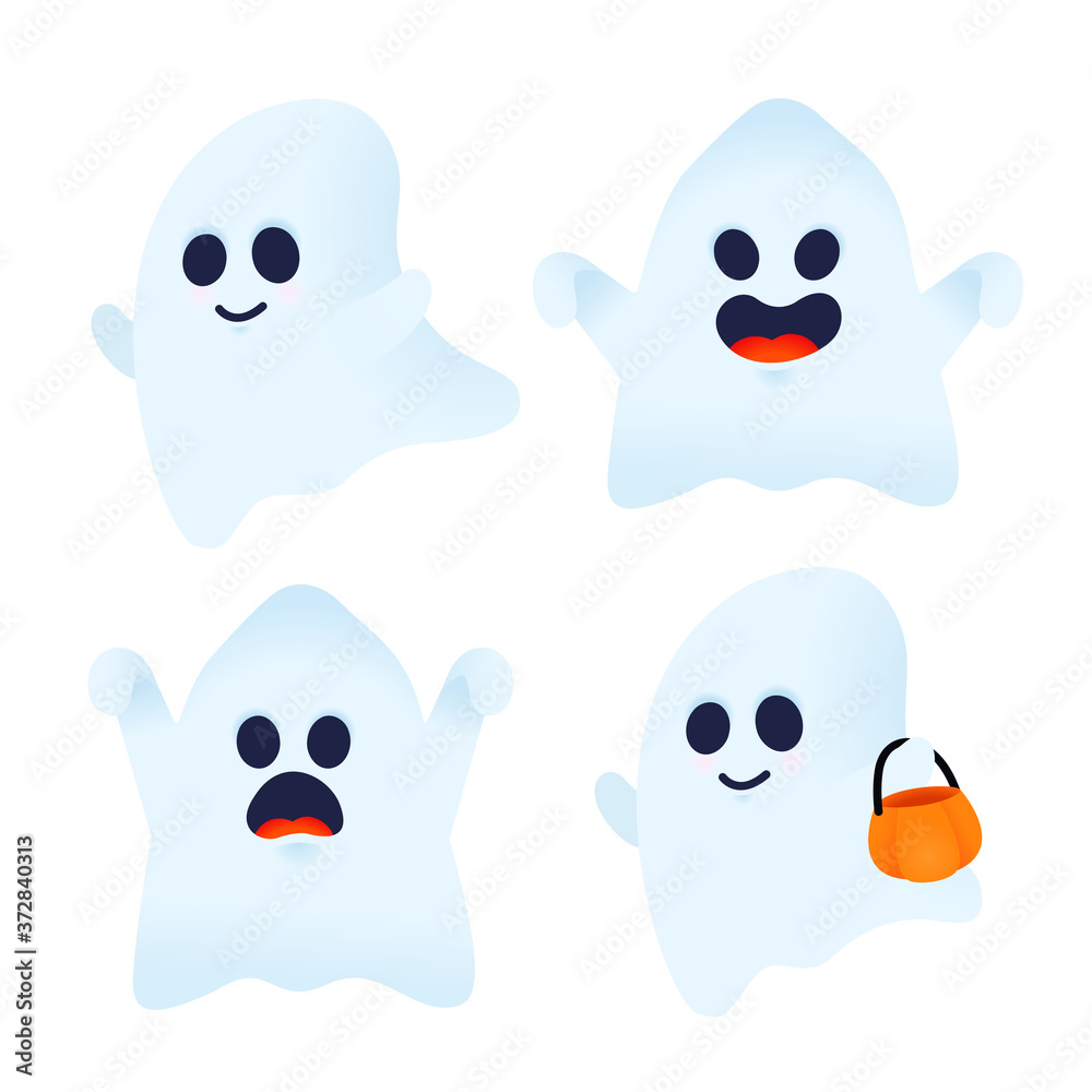 Ghost halloween character set isolated