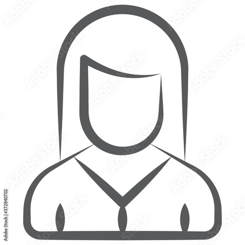 
Female avatar in doodle design, girl icon 
