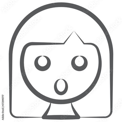 
Female avatar in doodle design, girl icon 
