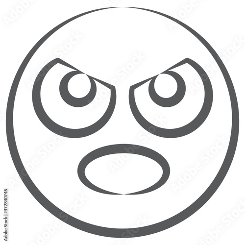 
Doodle line icon of frowning emoticon, scowling facial expression 
