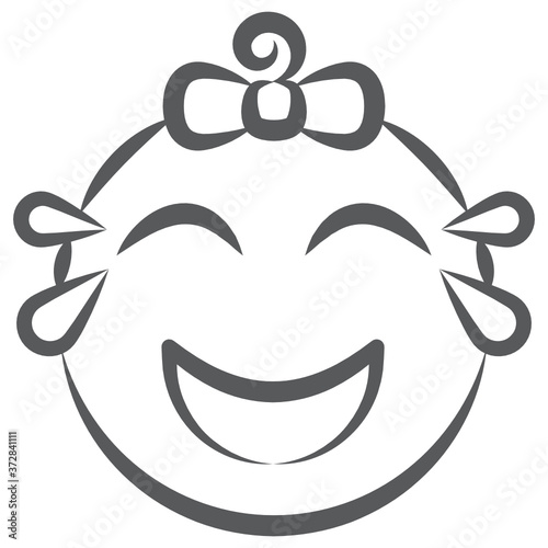 
Laughing with tears, doodle line icon of tears of joy  
