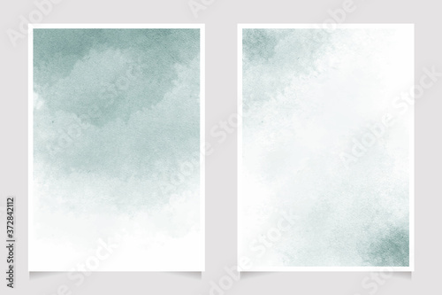 pastel green watercolor wet wash splash on paper 5x7 invitation card background template collection