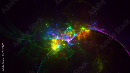 3D rendering abstract multicolor fractal light background