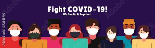 Group of Boy and Girl wearing a medical mask to prevent & fight COVID-19