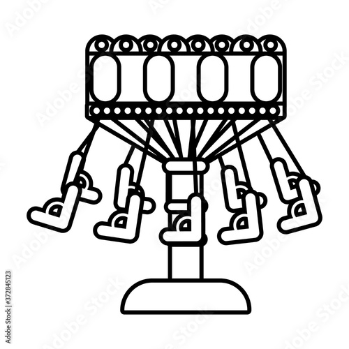 chairs flying mechanical fairground attraction line style icon