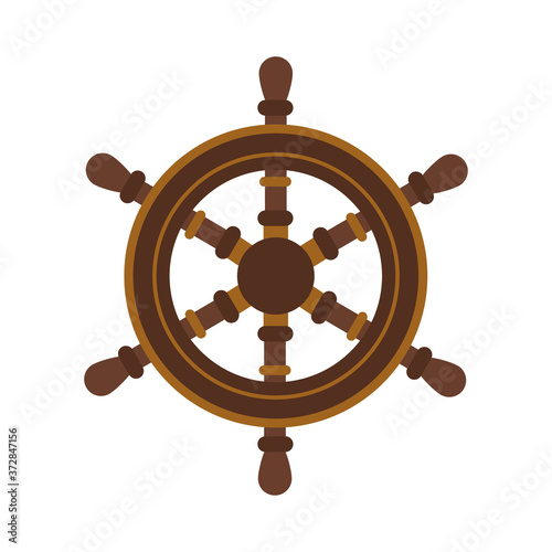 wooden boat rudder flat style icon