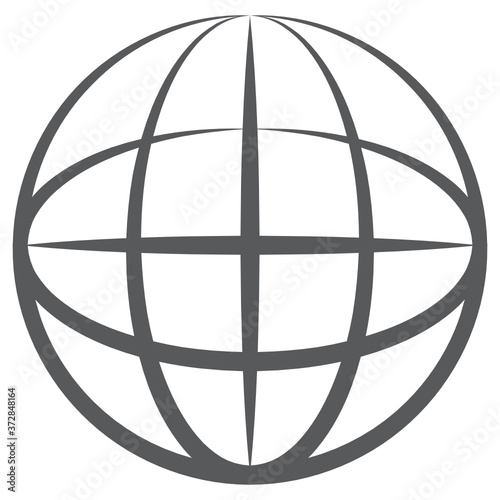 
A spherical model of earth, doodle design of globe icon
