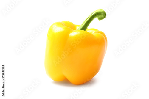 Ripe yellow bell pepper isolated on white
