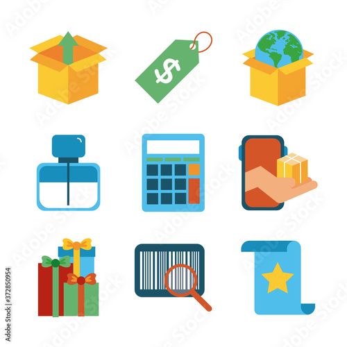 bundle of nine shopping set icons