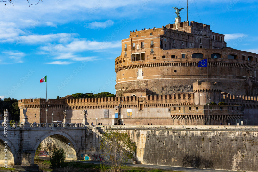 Architecture of the Saint Angel Castle in Rome, Italy