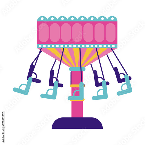 chairs flying mechanical fairground attraction flat style icon