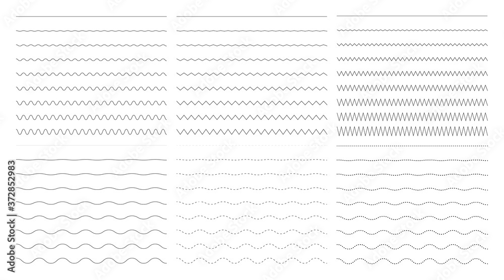 Vector collection of different thin wide and wavy narrow line. Set of horizontal wavy - curvy and zig zag - criss cross. Graphic design elements Vector collection of different thin wide and wavy narrow line. Set of horizontal wavy - curvy and zig zag - criss cross. Graphic design elements