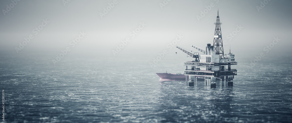 Offshore drilling rig on the sea. Oil platform Offshore drilling rig on the sea. Oil platform