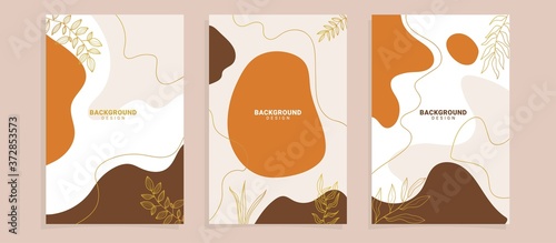 Main Feed and post creative Vector set. Background template with copy space for text and images design by abstract colored shapes, line arts , Tropical leaves