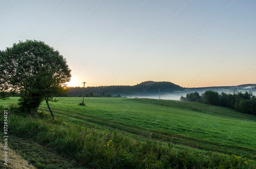 mgła o poranku Bieszczady