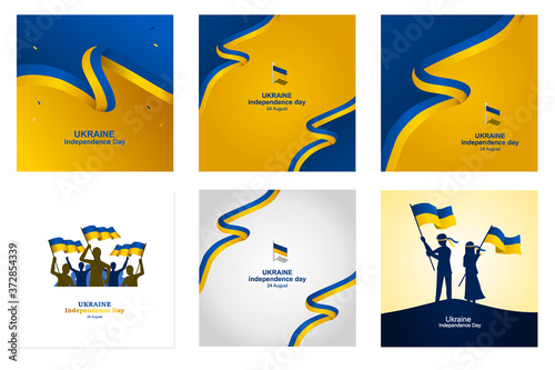 ukraine independence day poster collection, to welcome Ukraine's important day on August 24, additional size include layer by layer, relevant to poster for website, social media, etc. photo