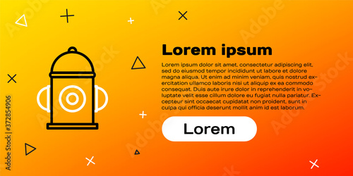 Line Fire hydrant icon isolated on yellow background. Colorful outline concept. Vector Illustration.