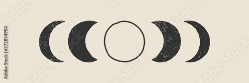 Trendy Moon Phases abstract contemporary aesthetic banner, wall art decor