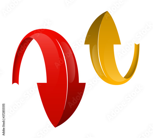 Free Download Circle arrow ribbon button. Direction round banner shape. Trend arrow stripe form flat icon. Index location button. Pointer position. simple arrows - GFXLoad