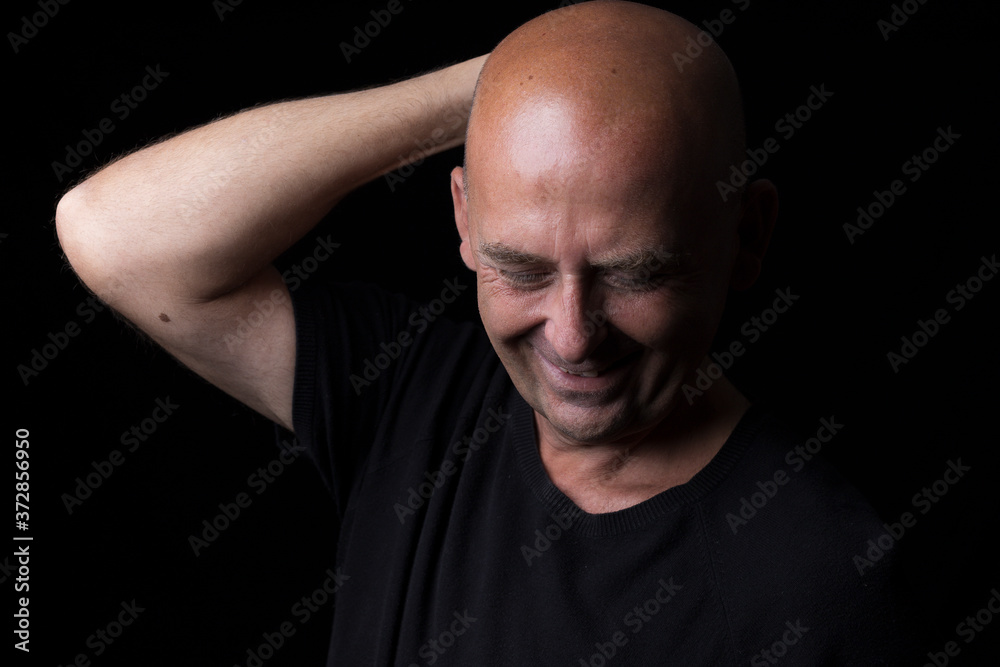 male self portrait with black background