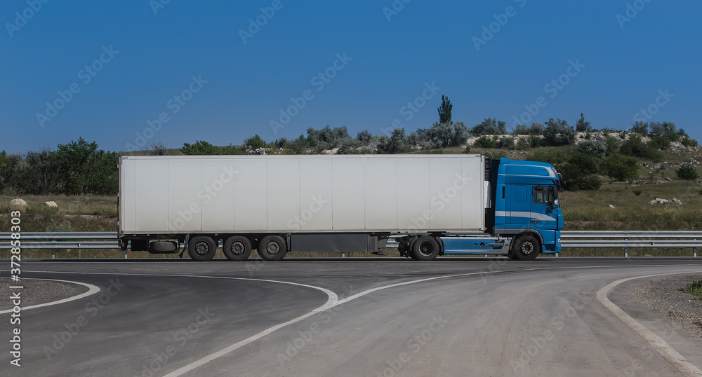 truck moving on road