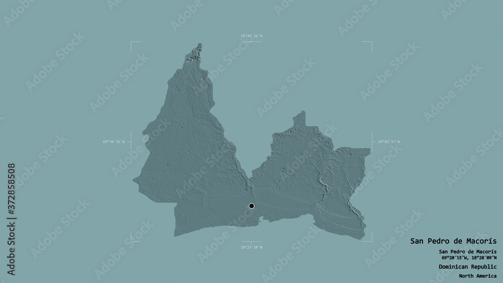 San Pedro de Macorís - Dominican Republic. Bounding box. Administrative