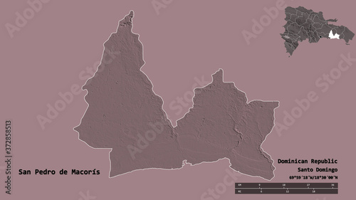 San Pedro de Macorís, province of Dominican Republic, zoomed. Administrative