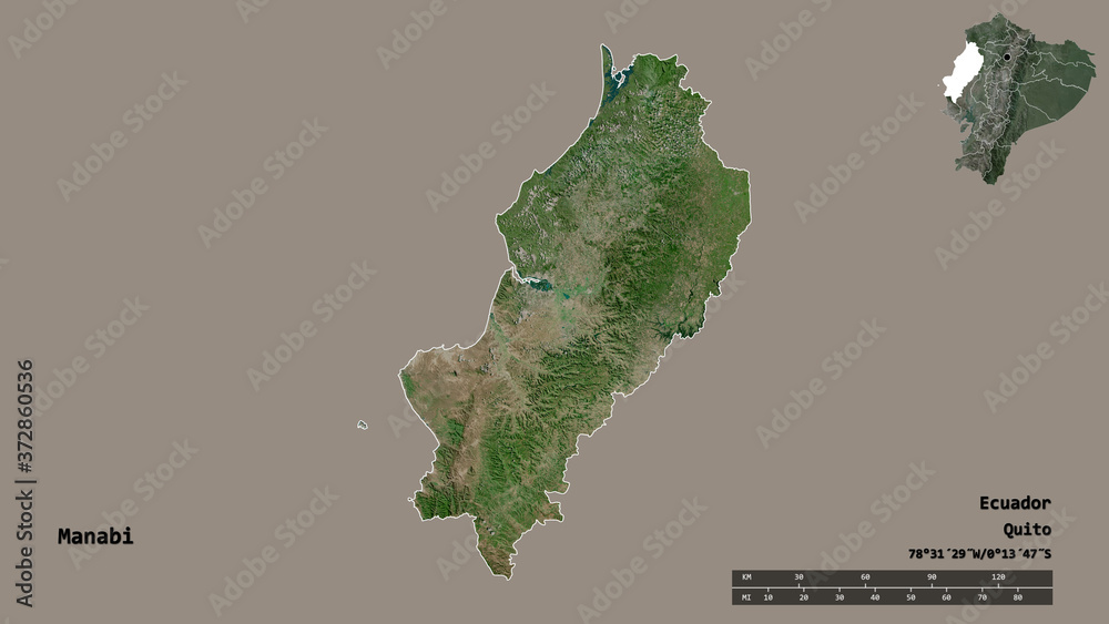 Manabi, province of Ecuador, zoomed. Satellite