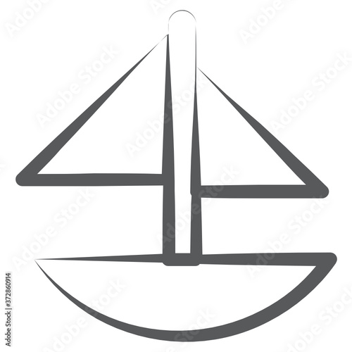 
Sailboat, watercraft icon in line design.
