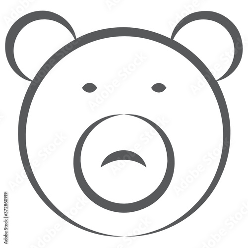 
Kids stuffed toy plaything, line icon of teddy bear
