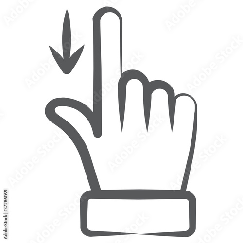 
Down scroll, trendy icon of hand gesture 
