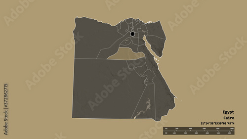 Location of Al Minya, governorate of Egypt,. Administrative photo