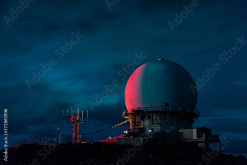 Radar station at night in Oregon