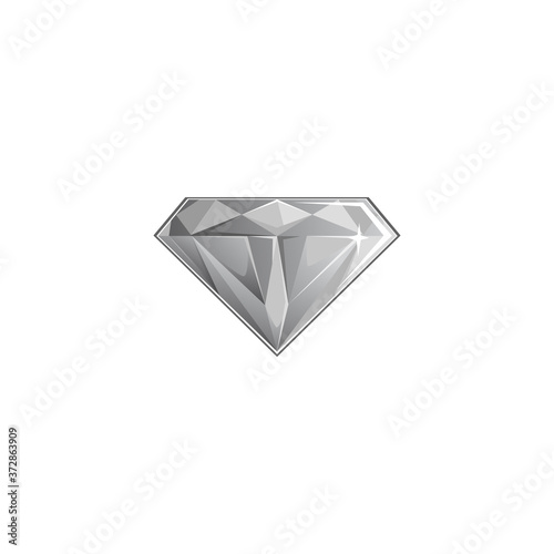 Diamond or brilliant gem icon or symbol, cartoon vector illustration isolated.