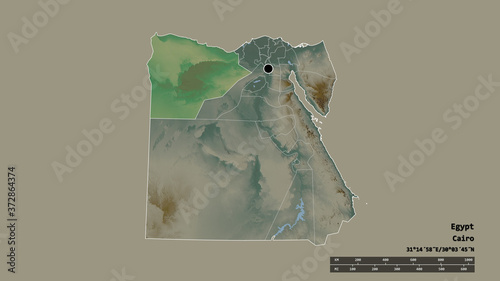 Location of Matrouh, governorate of Egypt,. Relief photo