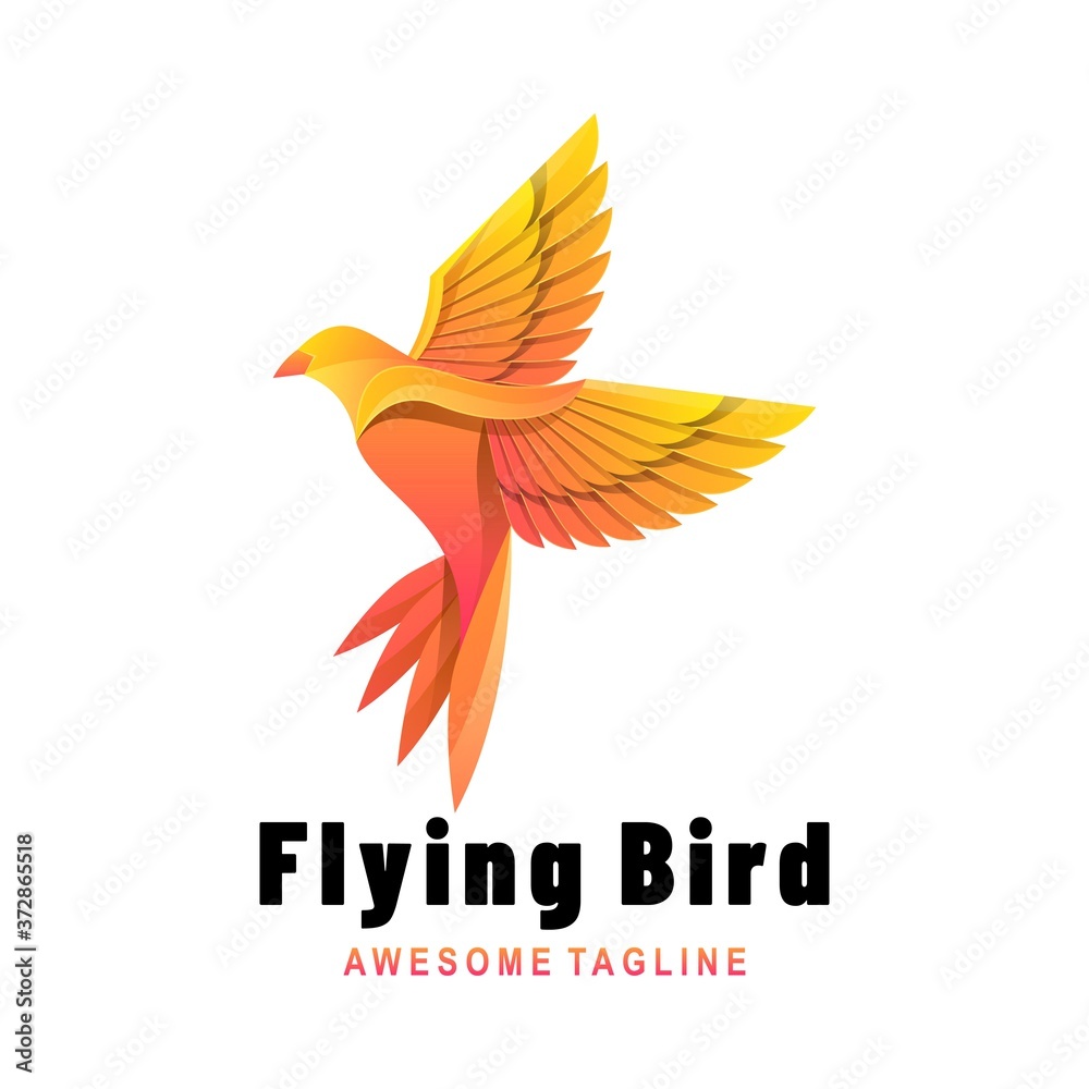 Obraz premium Vector Logo Illustration Flying Bird Gradient Colorful Style.