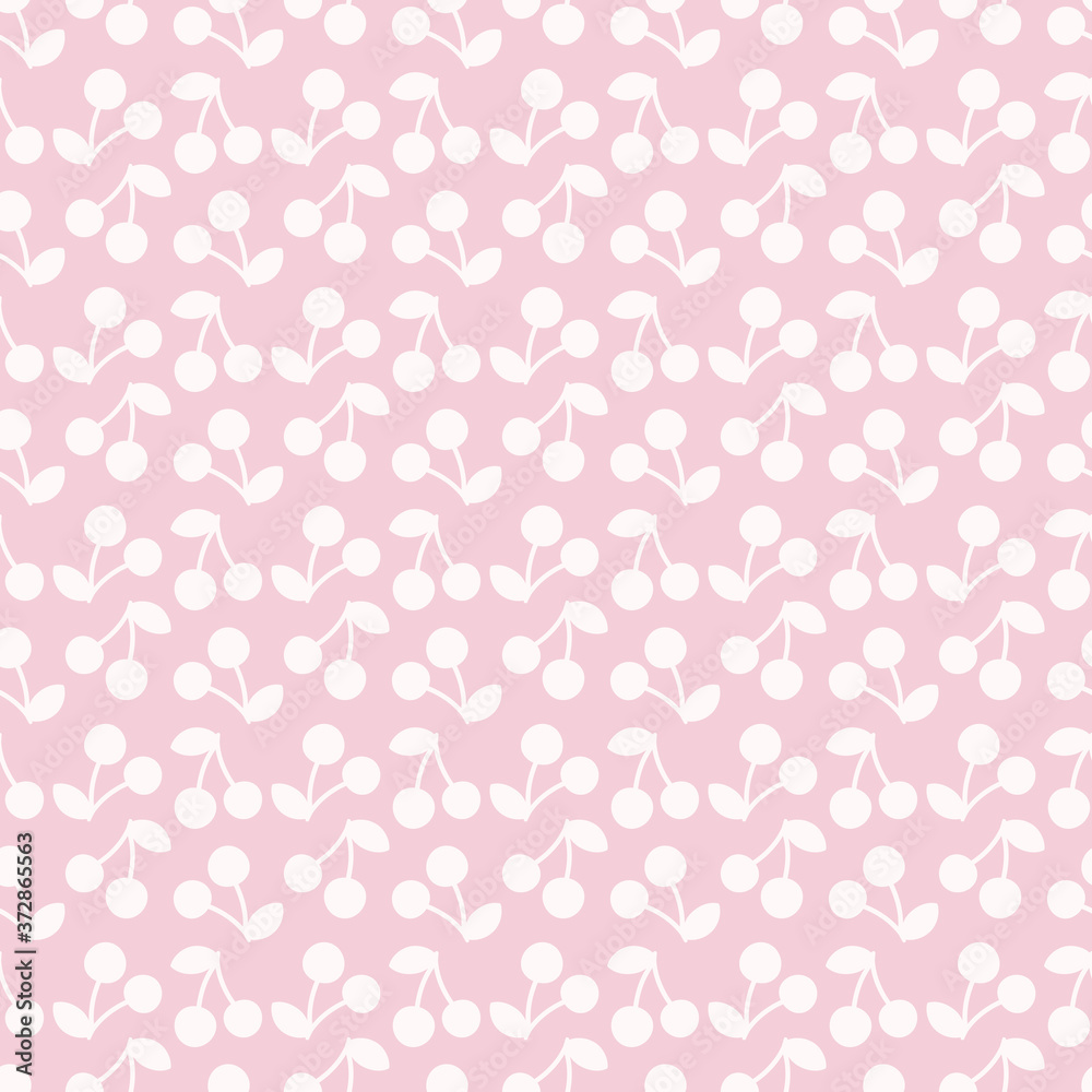 seamless repeat pattern with cherries pink and white