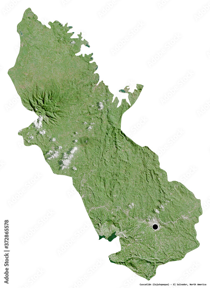 Cuscatlán, department of El Salvador, on white. Satellite Cuscatlán, department of El Salvador, on white. Satellite