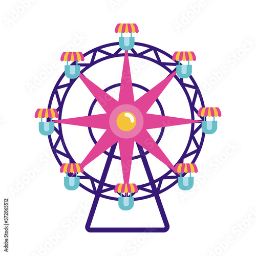 panoramic wheel mechanical fairground attraction flat style icon