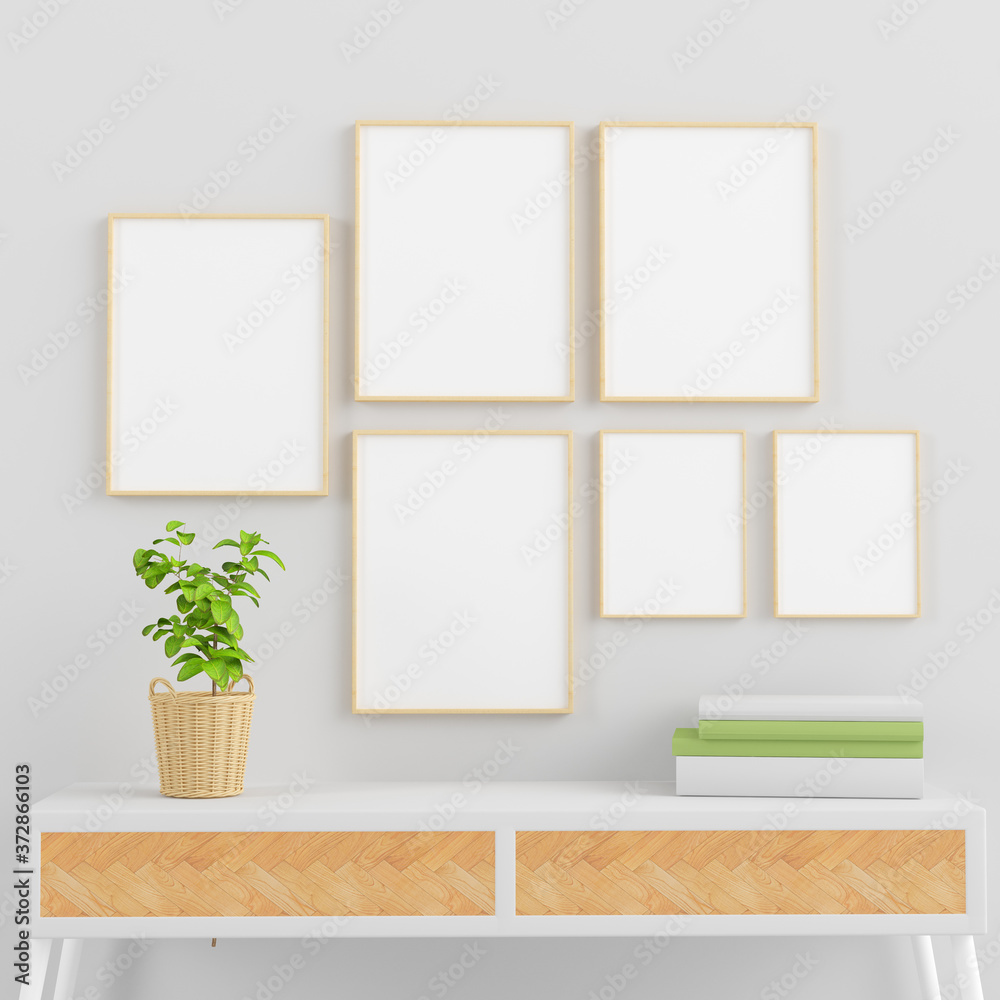 Fototapeta premium wooden frames collection collage