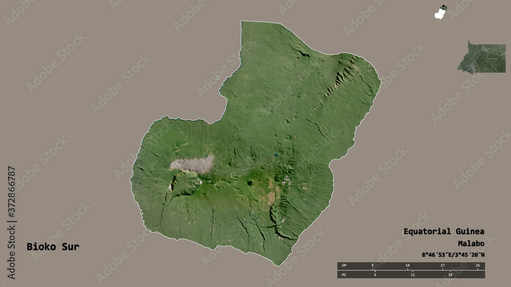 Bioko Sur, province of Equatorial Guinea, zoomed. Satellite