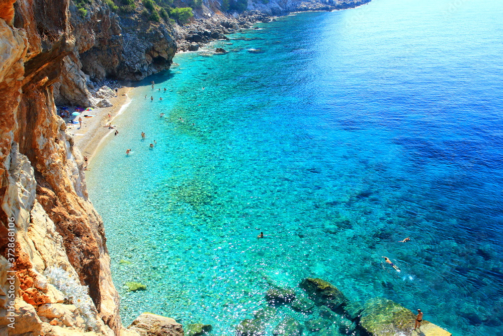 Pasjaca, the best beach in Europe 2019., near Dubrovnik, famous touristic destination on Adriatic sea, Croatia