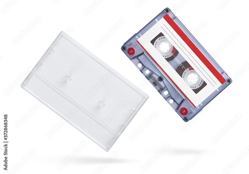 Obraz premium Old audio tape compact cassette with box isolated