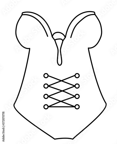 Lingerie. Seductive and erotic corset. Black line drawing on white background. vector 