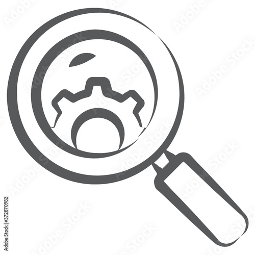 
Cogwheel inside magnifying glass, seo optimization icon
