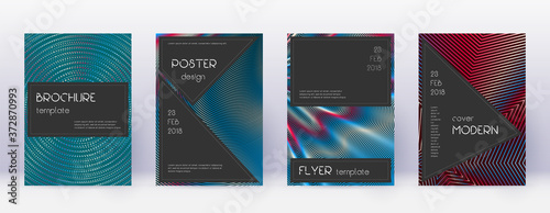 Black brochure design template set. Red abstract l