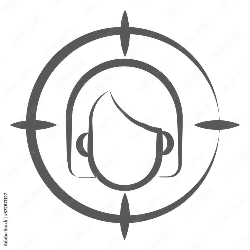 
Female under reticle showing concept of target person icon
