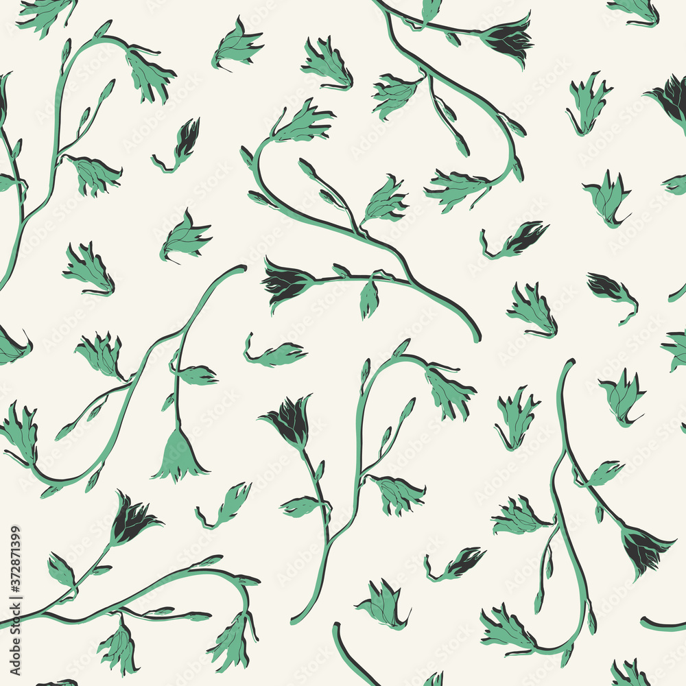 Seamless textile pattern with green flowers. Vector texture, print for fabric, home textiles, bedding. Seamless textile pattern with green flowers. Vector texture, print for fabric, home textiles, bedding.