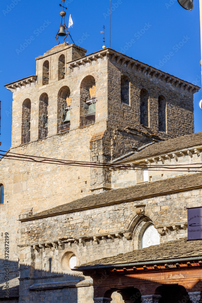 Bell tower of the Romanesque cathedral of Jaca, Huesca (Spain)