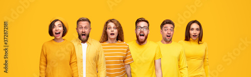 Фотография Diverse young people with surprised faces
